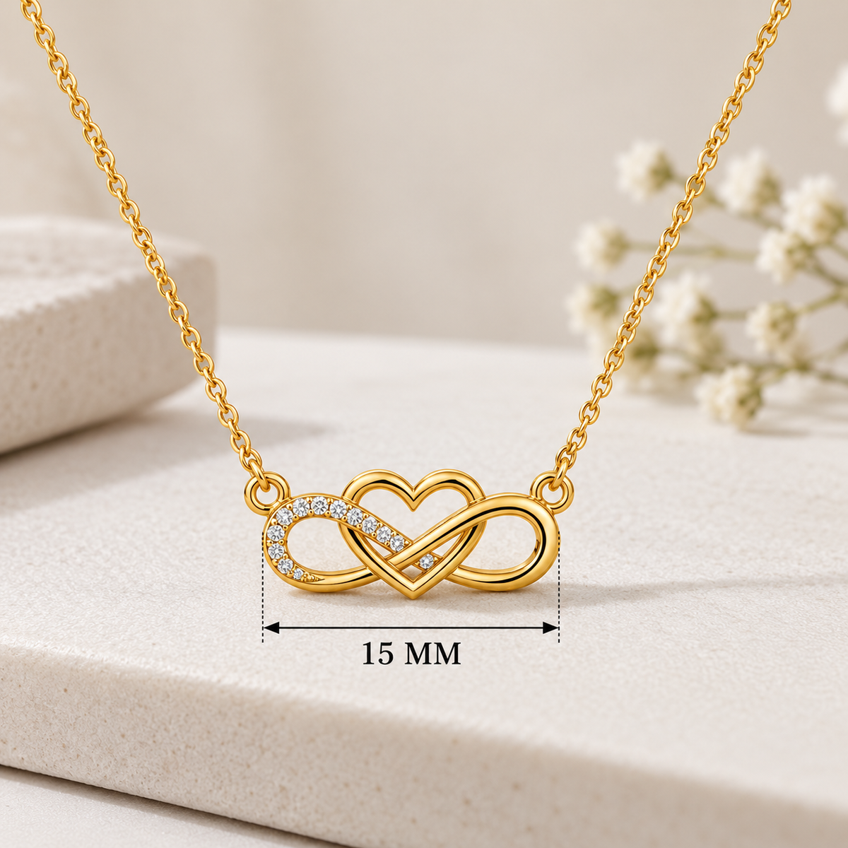 Infinity Heart White Cz Necklace for Women - 925 Sterling Silver