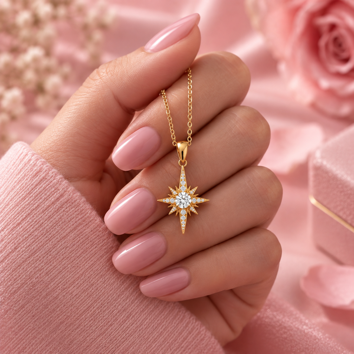 Compass Star White Cz for Women - 925 Sterling Silver