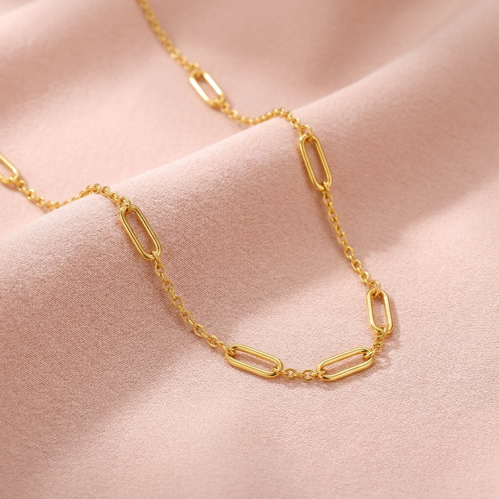 Paperclip Link Necklace - Minimalist Chain Jewelry