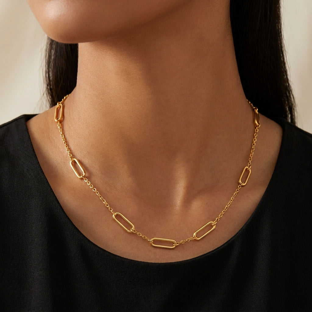 Paperclip Link Necklace - Minimalist Chain Jewelry