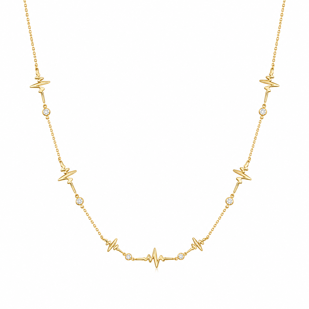 Heartbeat Station Necklace with White Cz Accents
