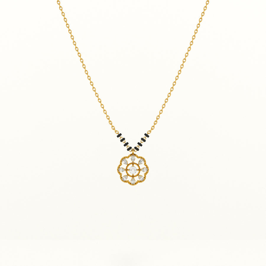 18K Gold Vermeil Mandala Mangalsutra with CZ Stones - 925 Sterling Silver