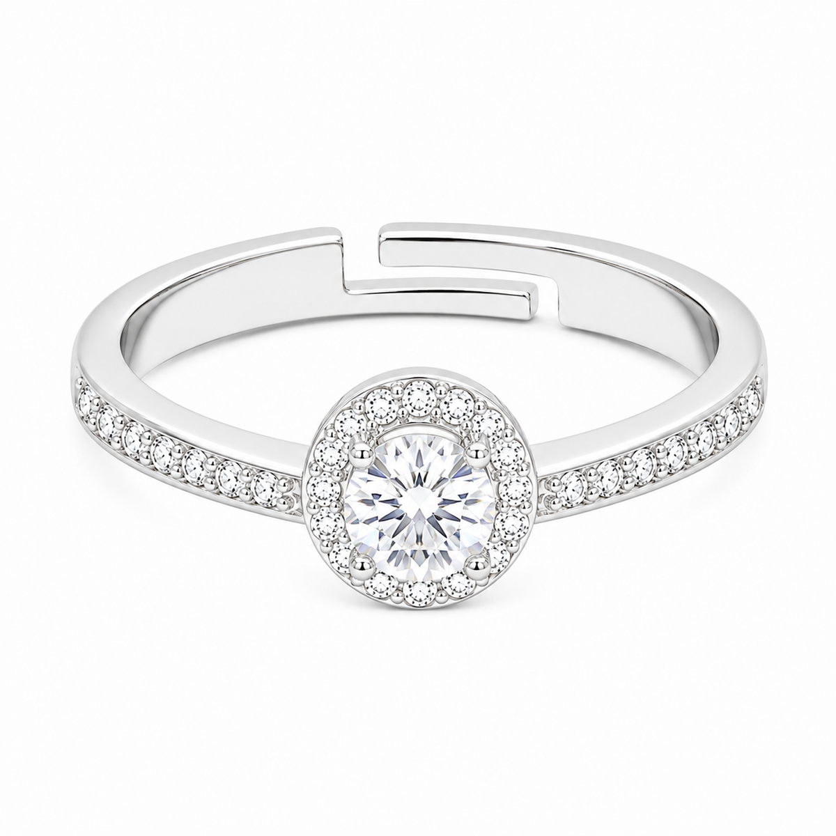 Halo Ring - Adjustable Round Cubic Zirconia Halo Ring