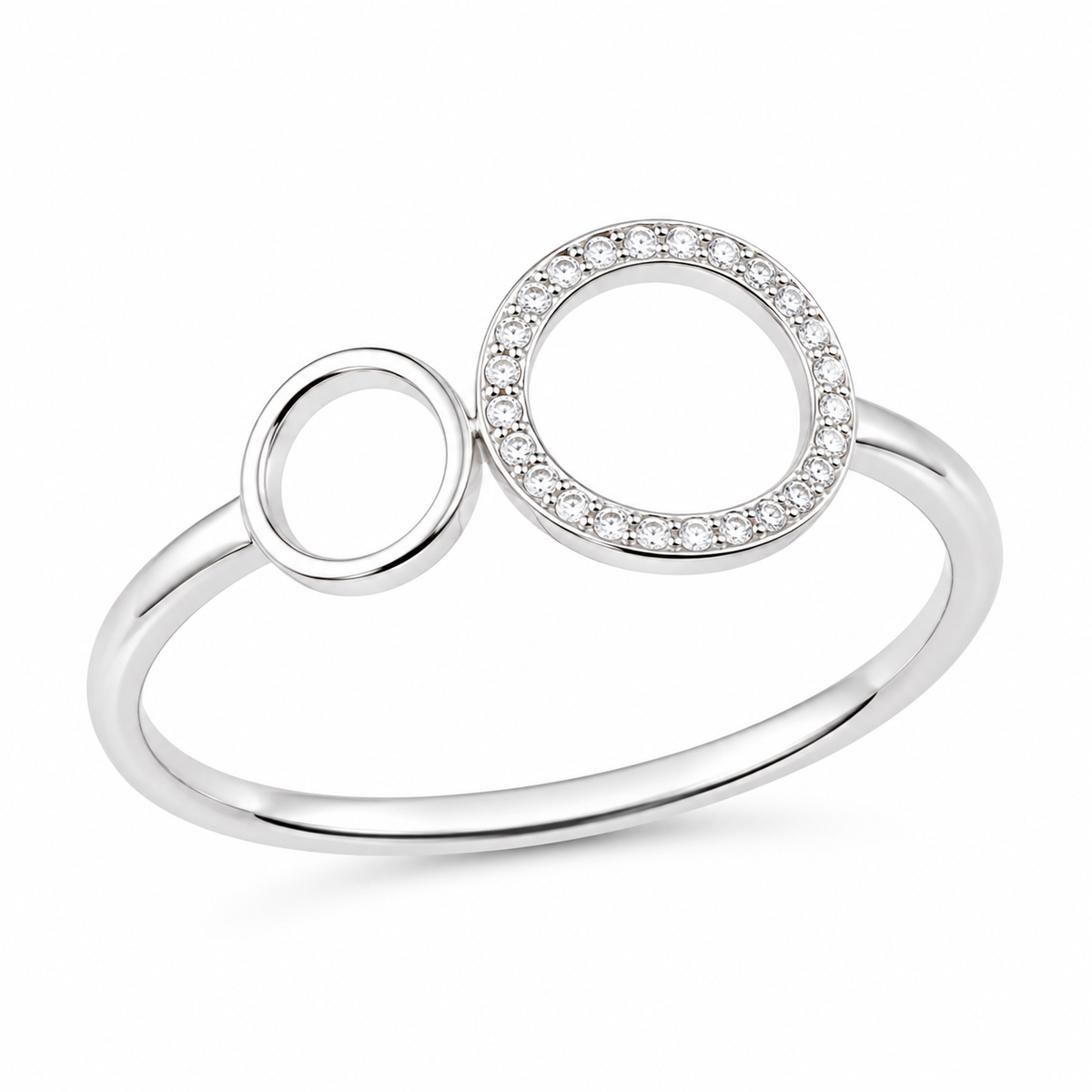 Double Circle Ring - Open Adjustable Pave Crystal Ring