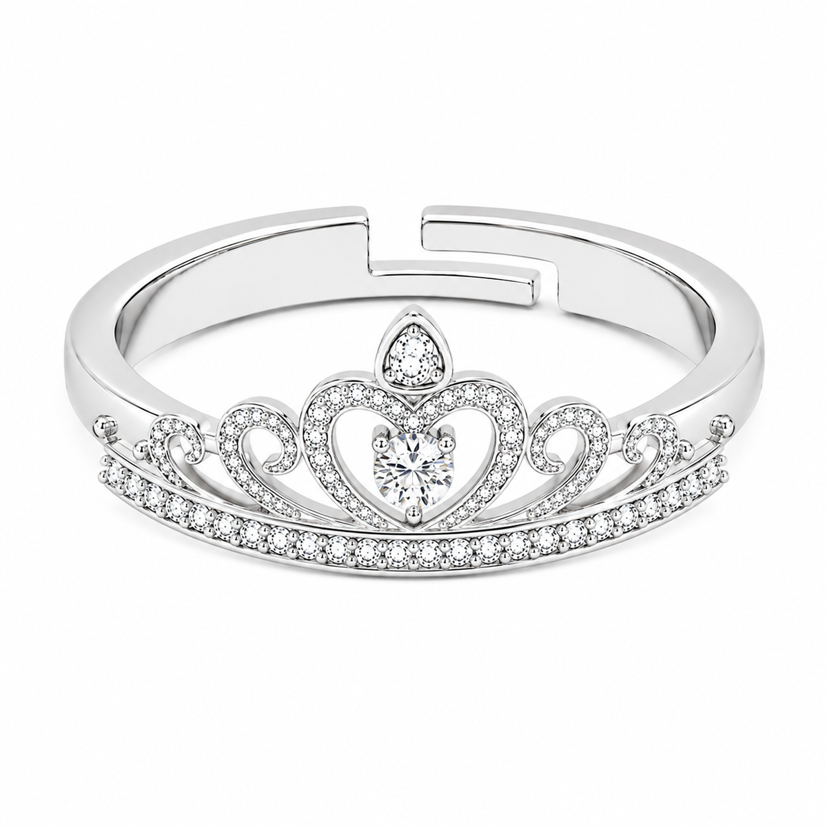 Tiara Crown Ring - Adjustable Pave Crystal Princess Ring