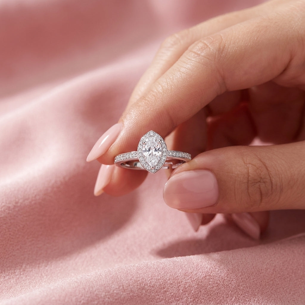 Marquise Halo Ring - Adjustable Pave Crystal Ring