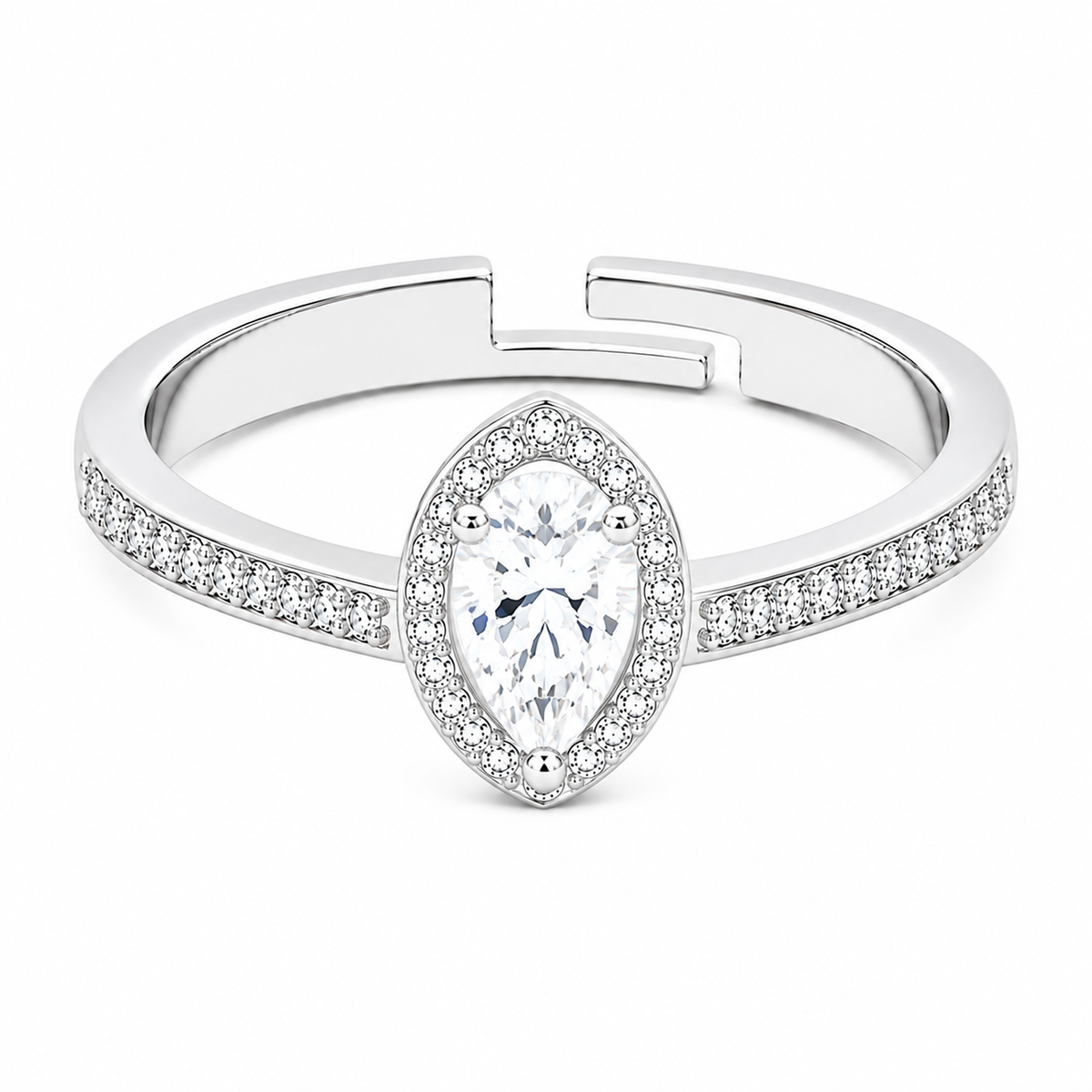 Marquise Halo Ring - Adjustable Pave Crystal Ring