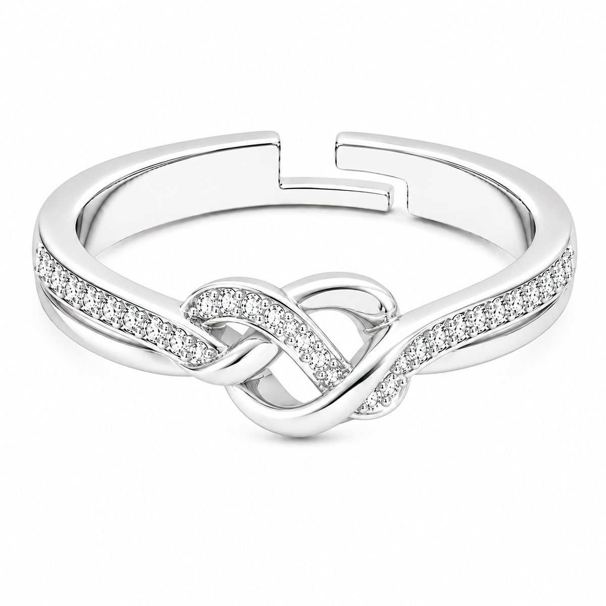 Love Knot Ring - Adjustable Pave Crystal Infinity Knot Ring