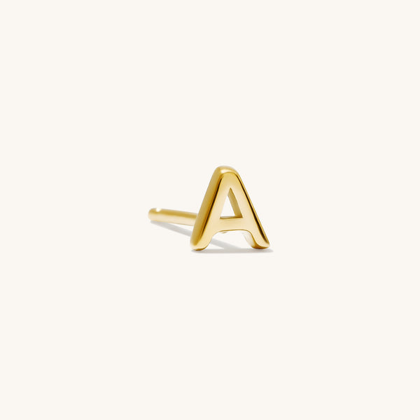 Tiny Initial Stud Earring - Sterling Silver