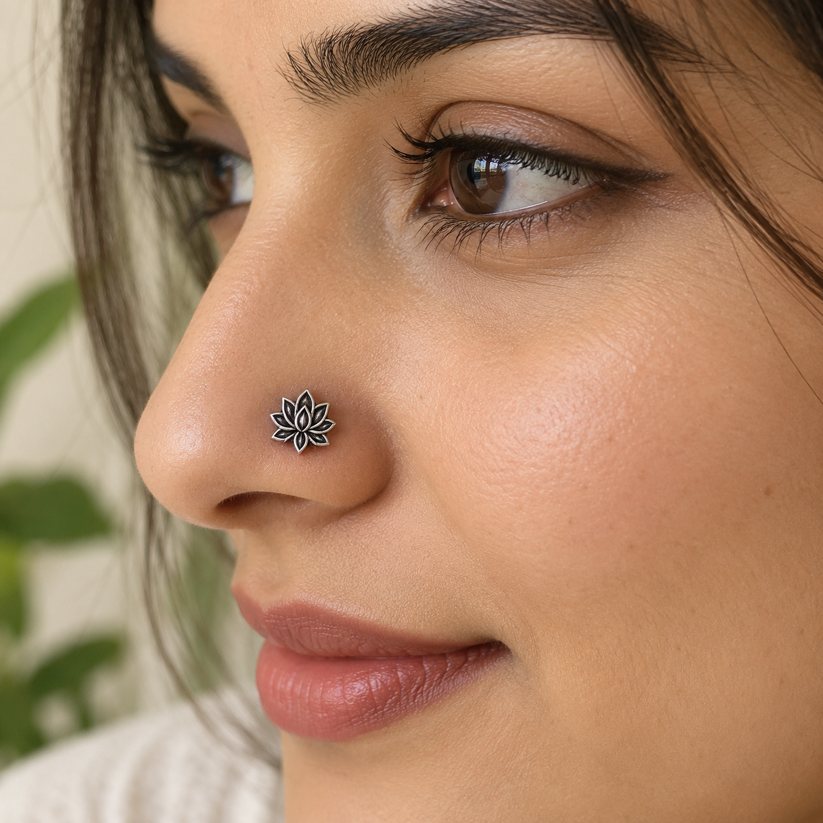 Lotus Nose Pin for Women - 925 Sterling Silver