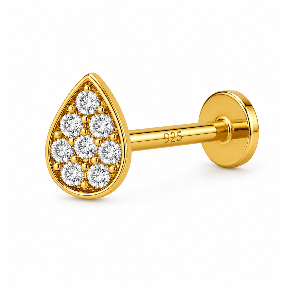 Teardrop Pave Nose Pin - close-up detail
