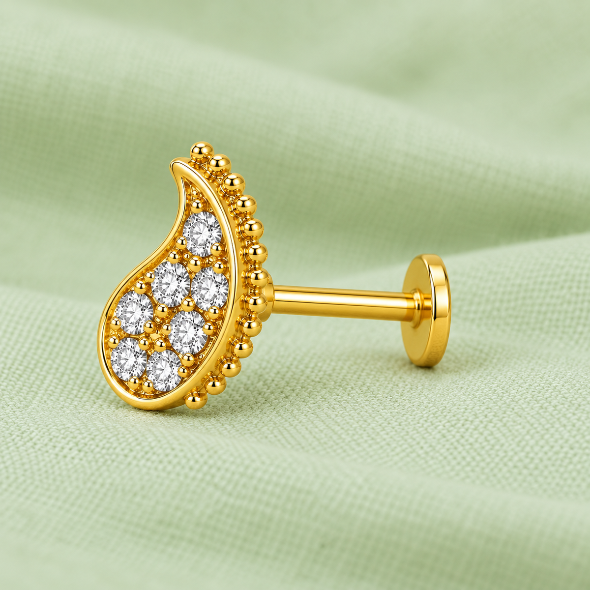 Paisley Pave Nose Pin - close-up detail