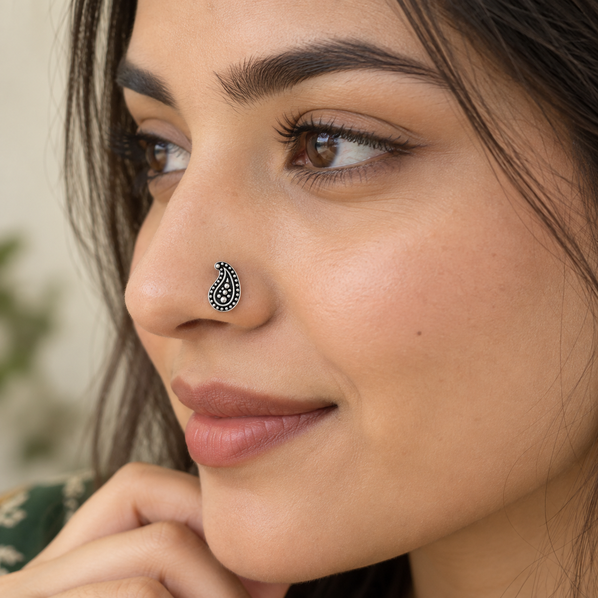 Paisley Nose Pin for Women - 925 Sterling Silver