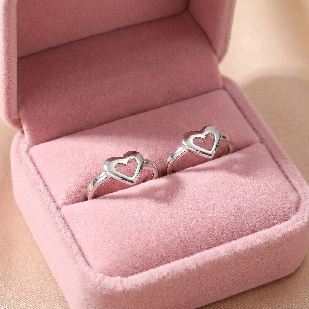 Open Heart Sterling Silver Toe Rings