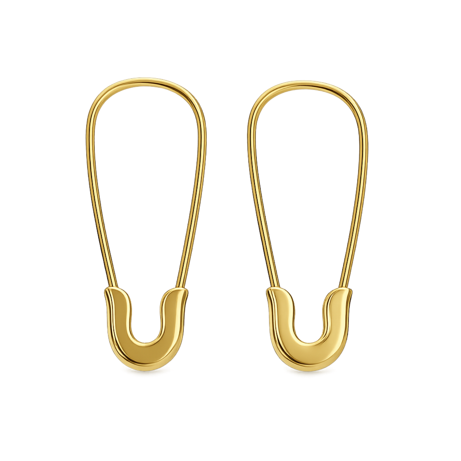 Safety Pin Earrings - 925 Sterling Silver Gold Plated