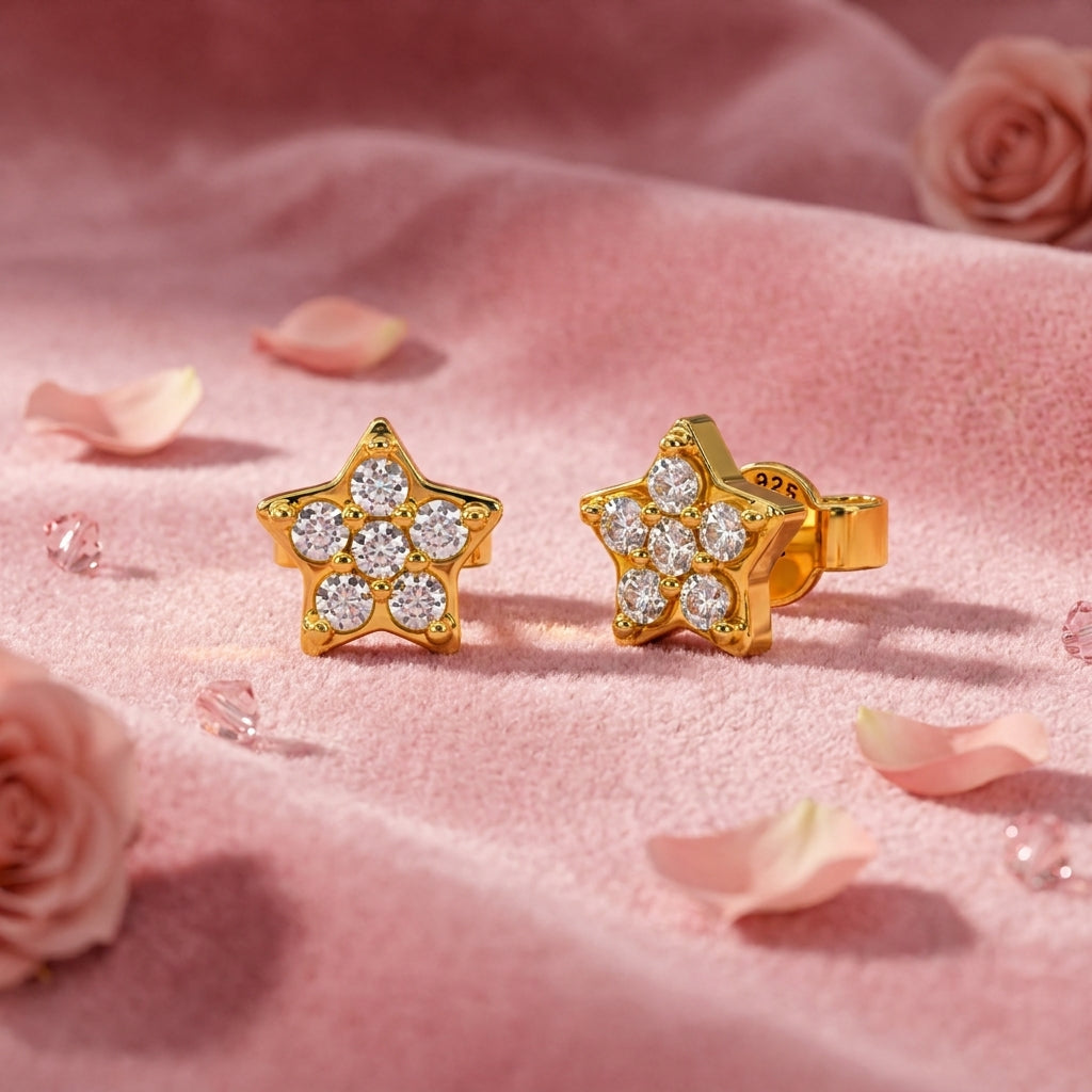 Pavé White Cz Star Stud Earrings - 925 sterling silver earrings for women