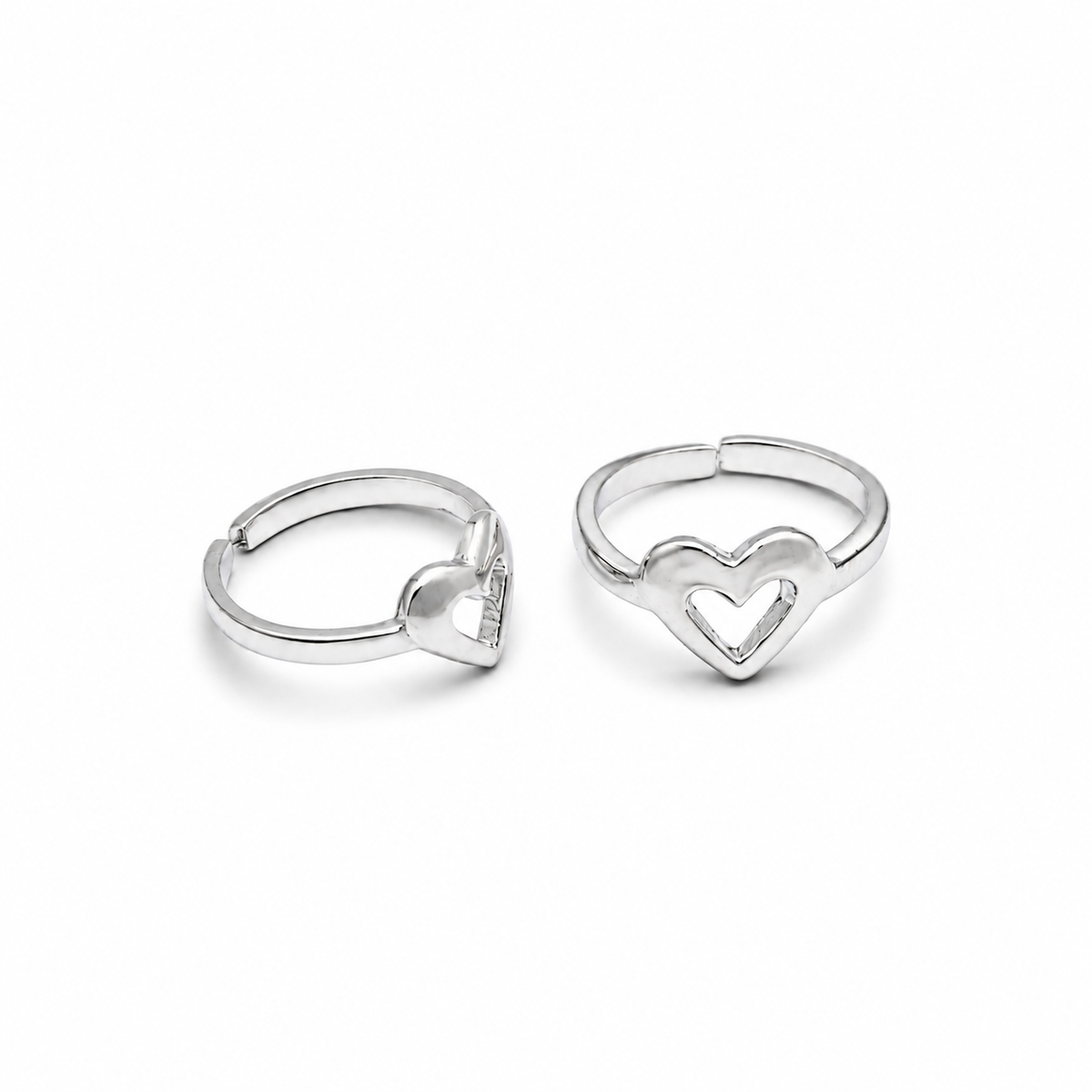 Open Heart Sterling Silver Toe Rings - front view