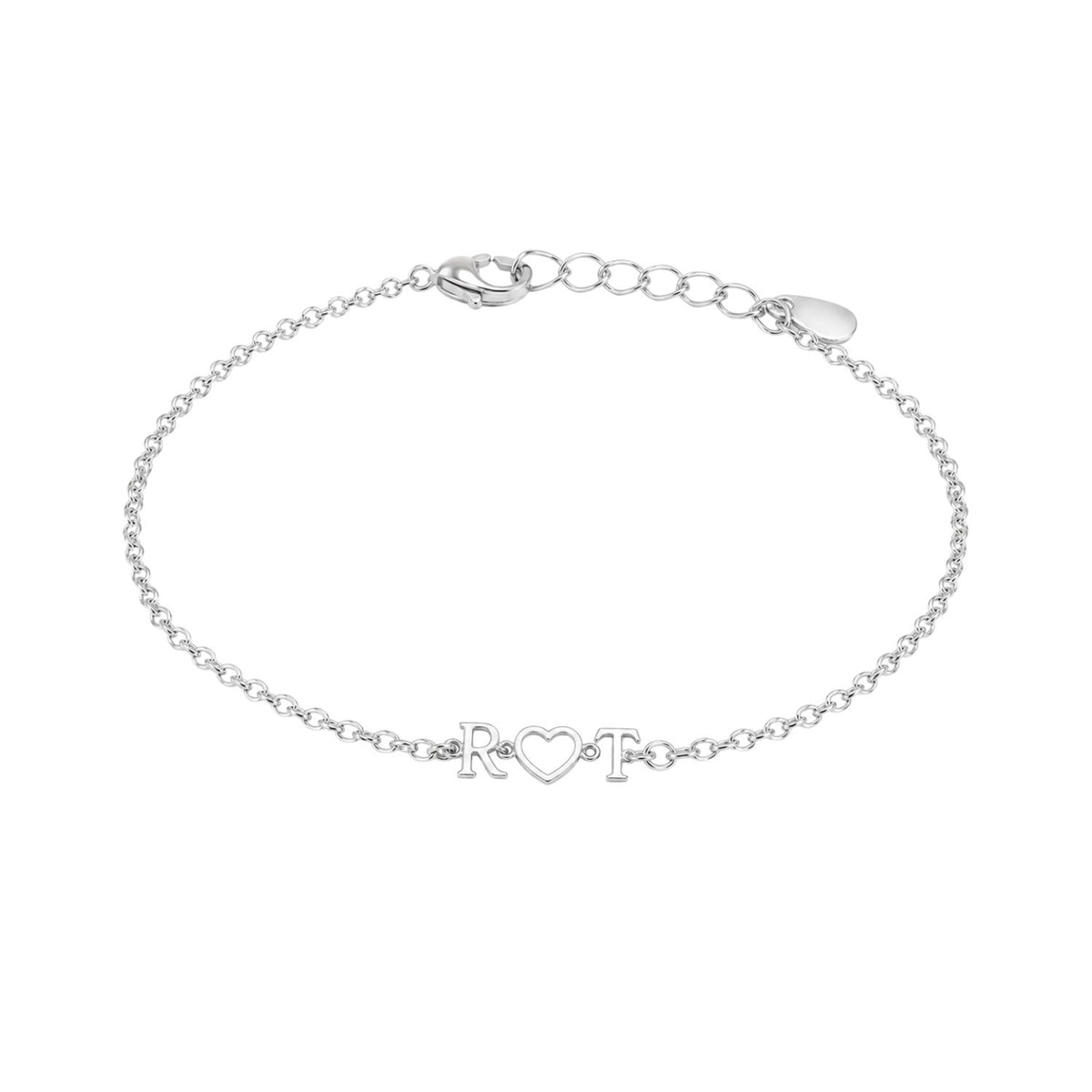 Initial Heart Bracelet for Women - 925 Sterling Silver