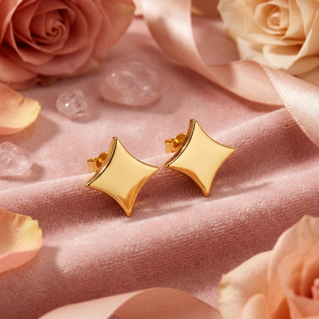 Minimal Kite Star Stud Earrings - 925 sterling silver earrings for women