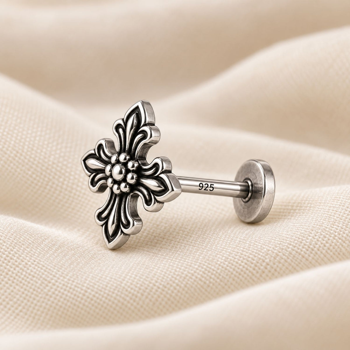 Cross Nose Pin for Women - 925 Sterling Silver