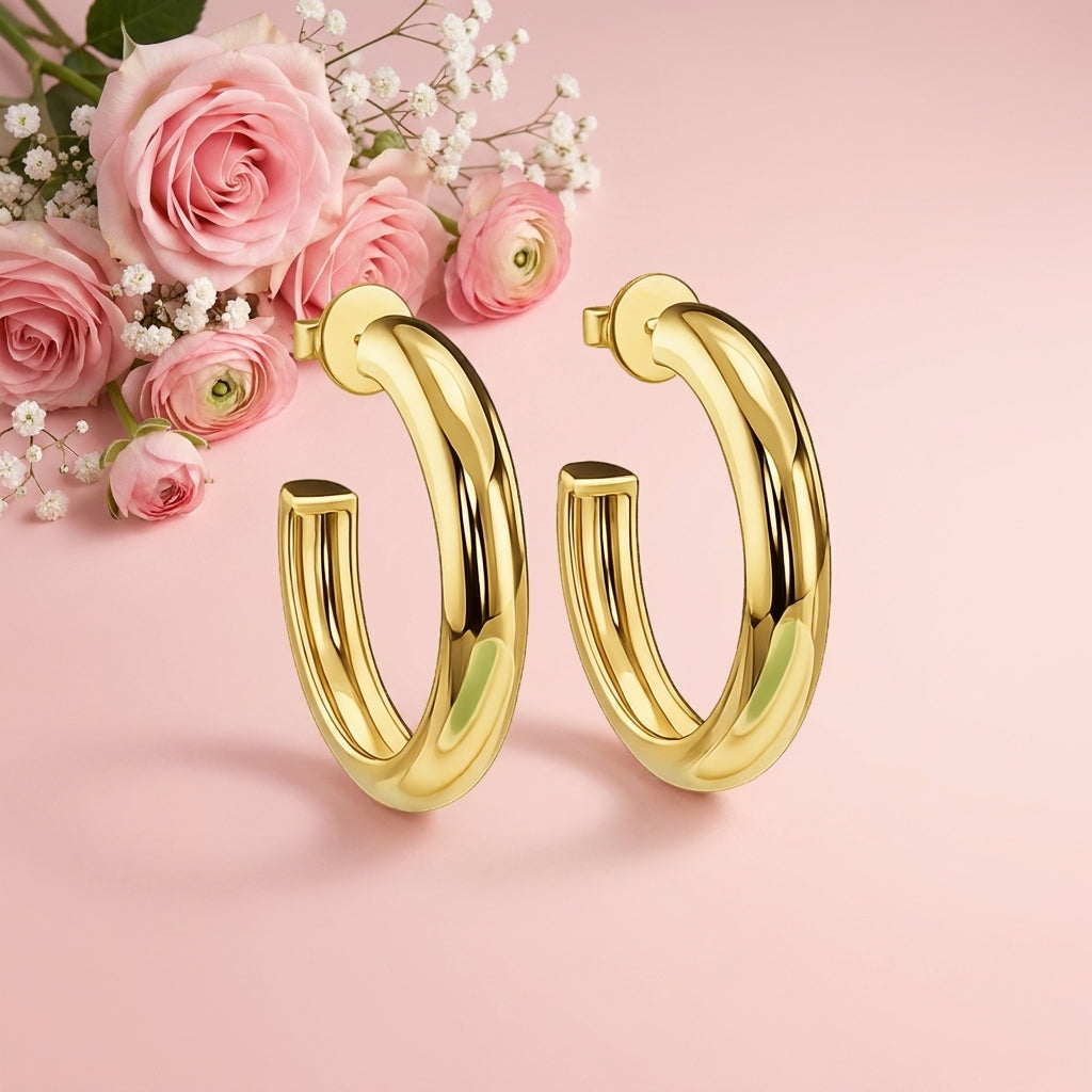 Bold Hoops - 925 Sterling Silver Gold Plated