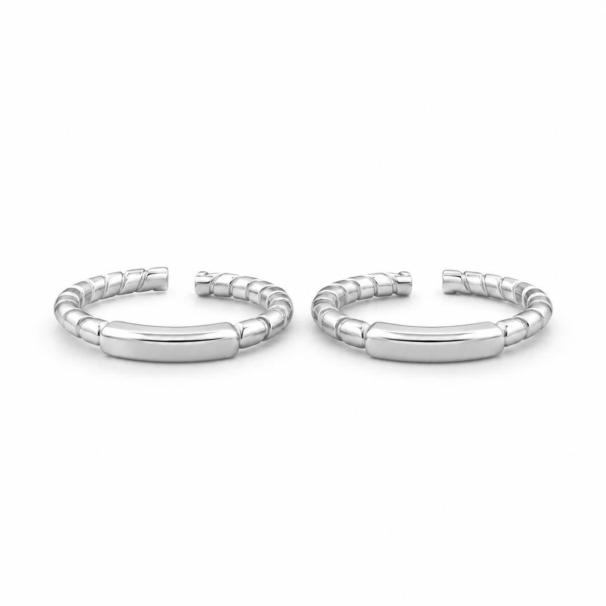 Ribbed Band Sterling Silver Toe Rings