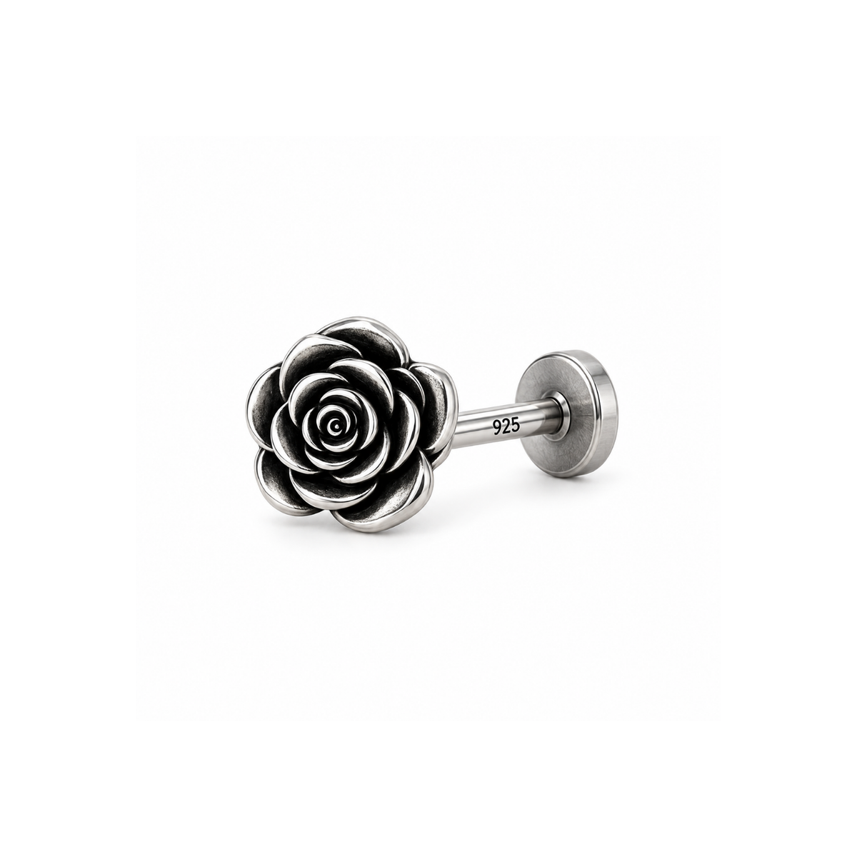 Oxidized Rose Nose Pin for Women - 925 Sterling Silver