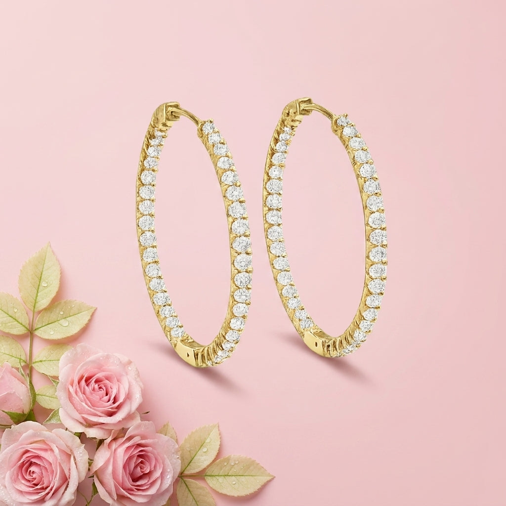 Inside Out Hoop Earrings - 925 Sterling Silver Gold Plated