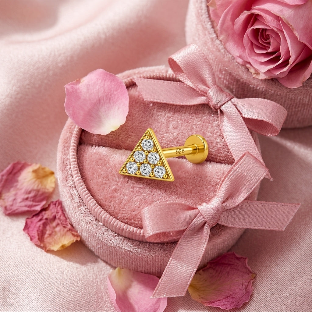Triangle Pave Nose Pin - back view with clasp