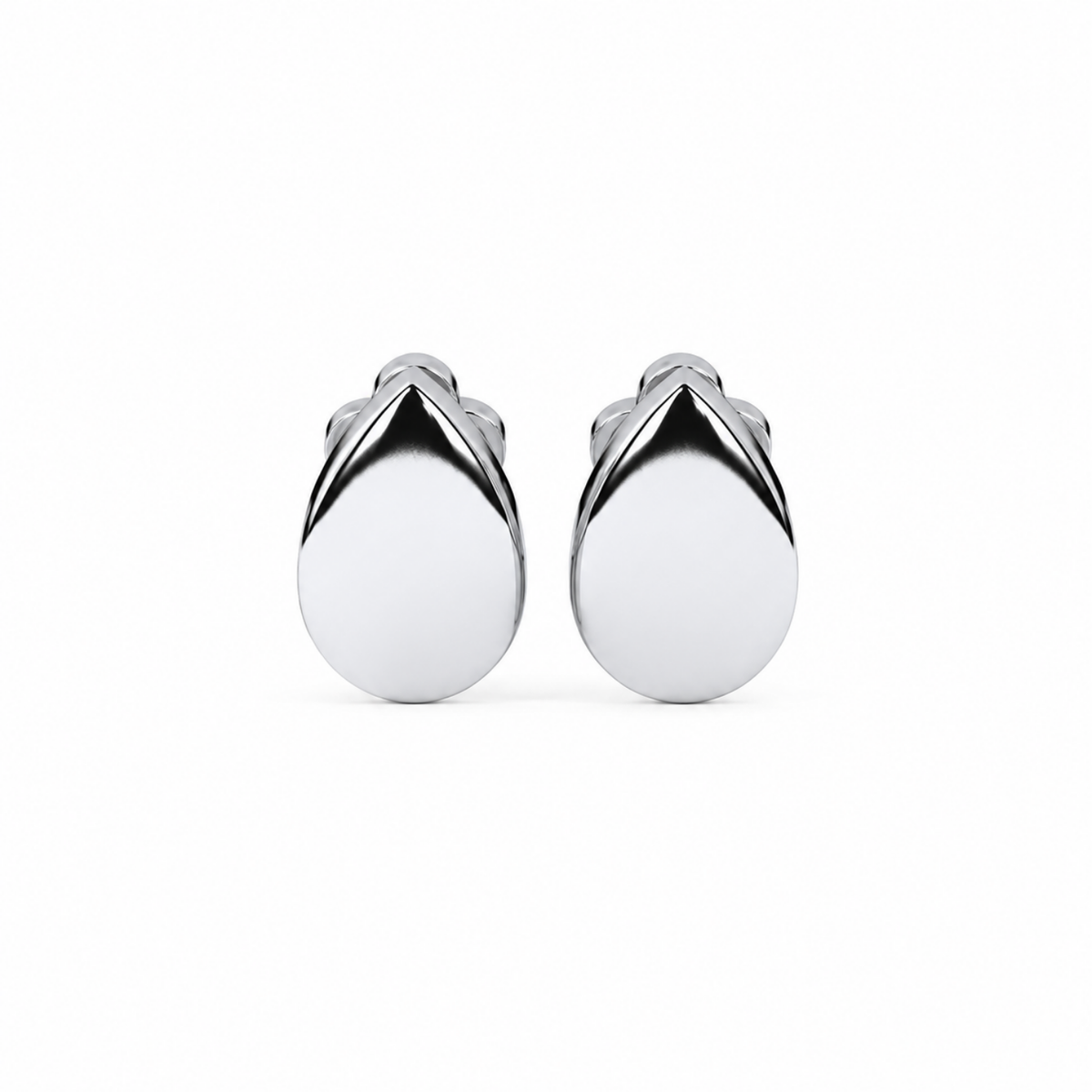 Ridged Pear Dome Stud Earrings - 925 sterling silver earrings for women
