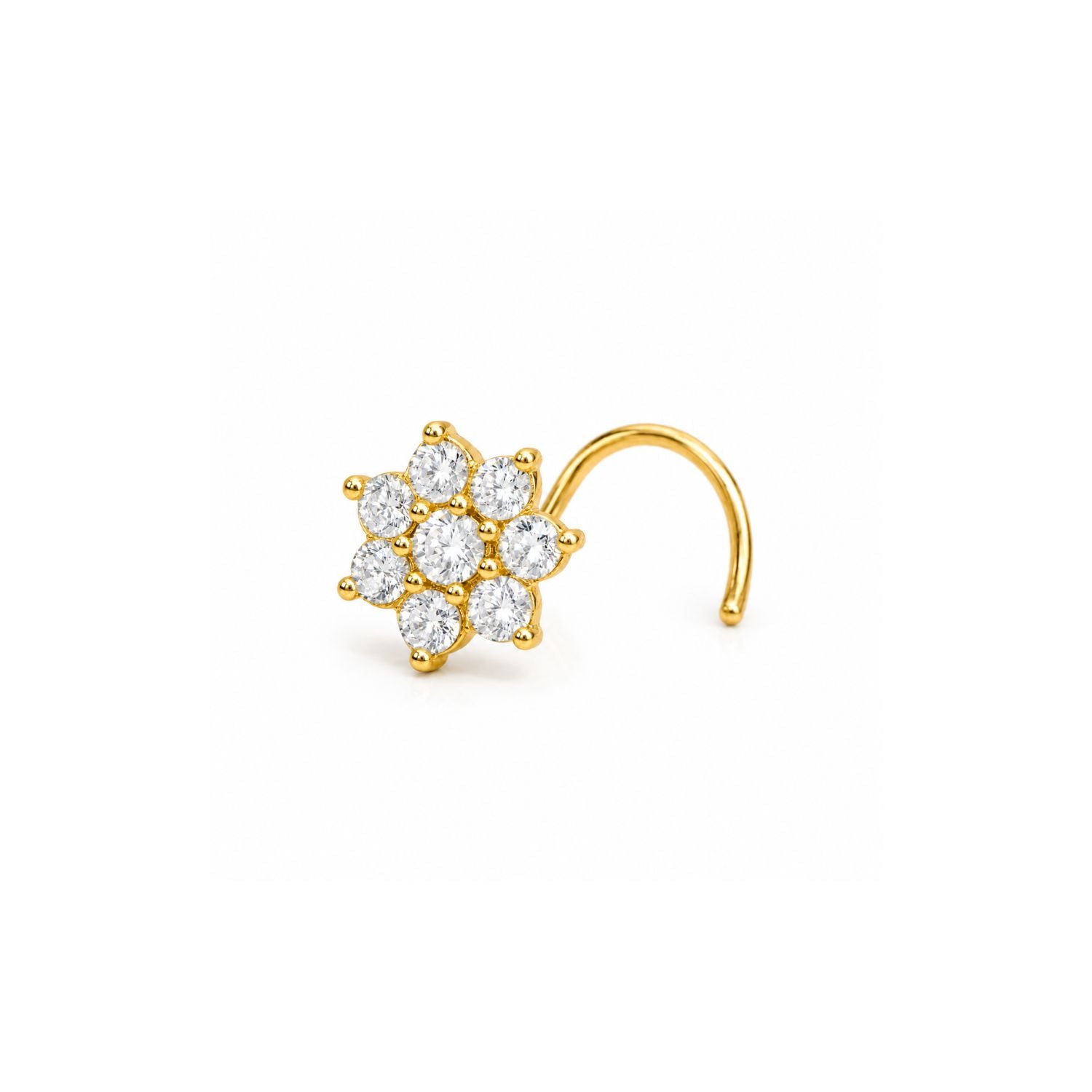 Full Bloom Cluster CZ Nose Pin 925 Sterling Silver