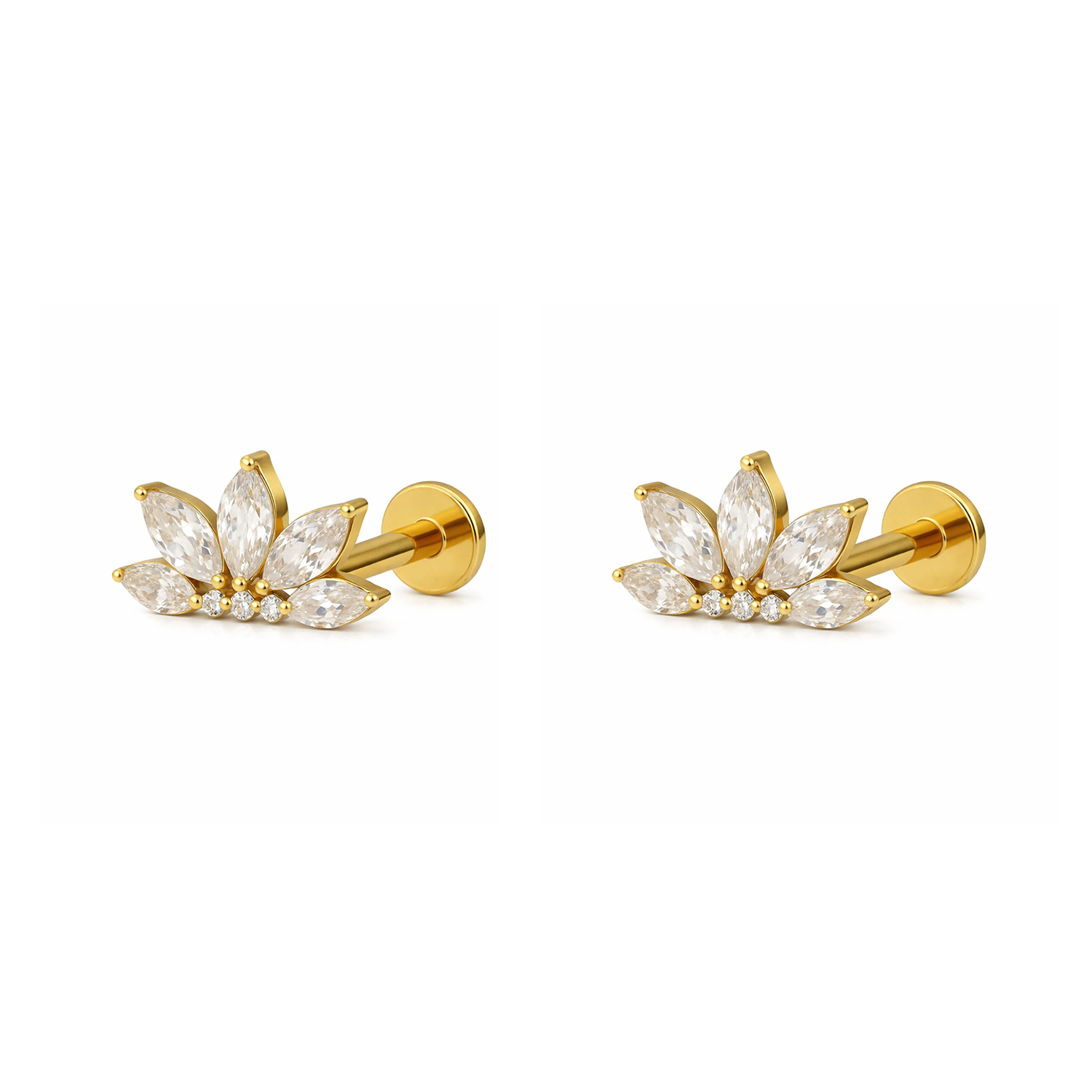 Lotus Marquise White Cz Stud Earrings – Sterling Silver