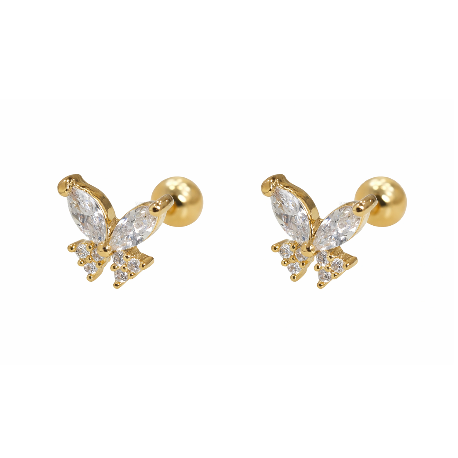 Butterfly Marquise White Cz Stud Earrings – Sterling Silver
