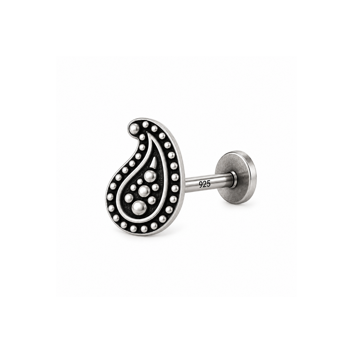 Oxidized Paisley Nose Pin for Women - 925 Sterling Silver