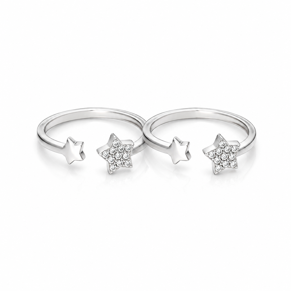 Pave Star White Cz Sterling Silver Toe Rings