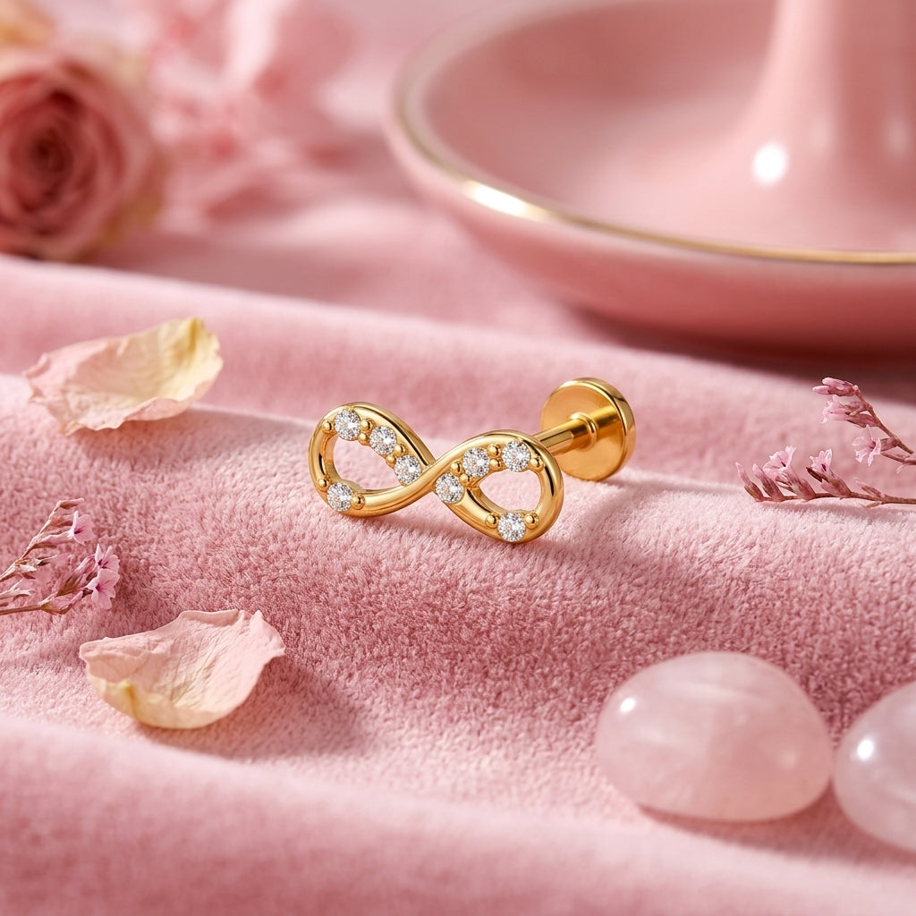 Infinity Nose Pin - back view with clasp