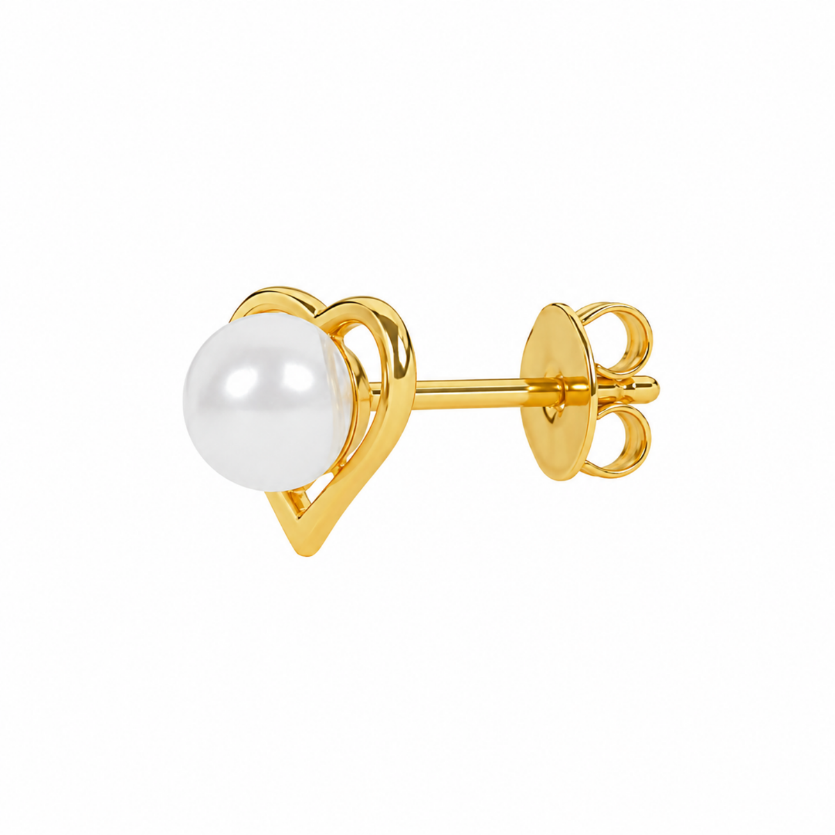 Open Heart Pearl Stud Earrings - 925 sterling silver earrings for women