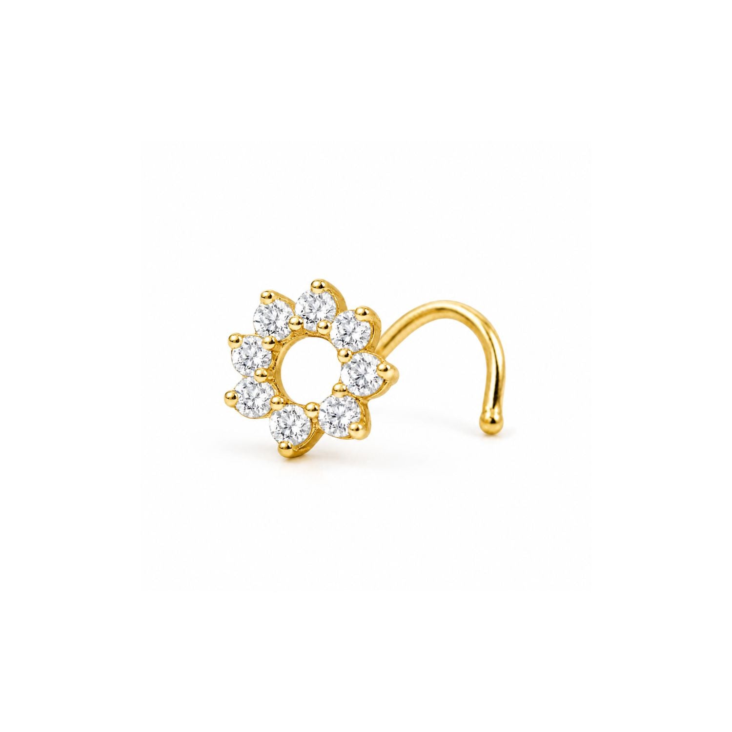 Open Circle Halo CZ Nose Pin 925 Sterling Silver
