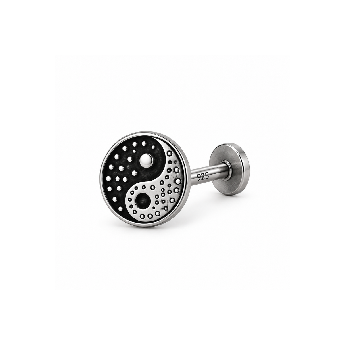Oxidized Yin Yang Nose Pin for Women - 925 Sterling Silver