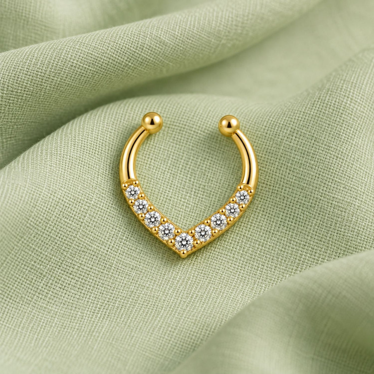 Chevron Faux Septum Nose Ring - 925 Sterling Silver