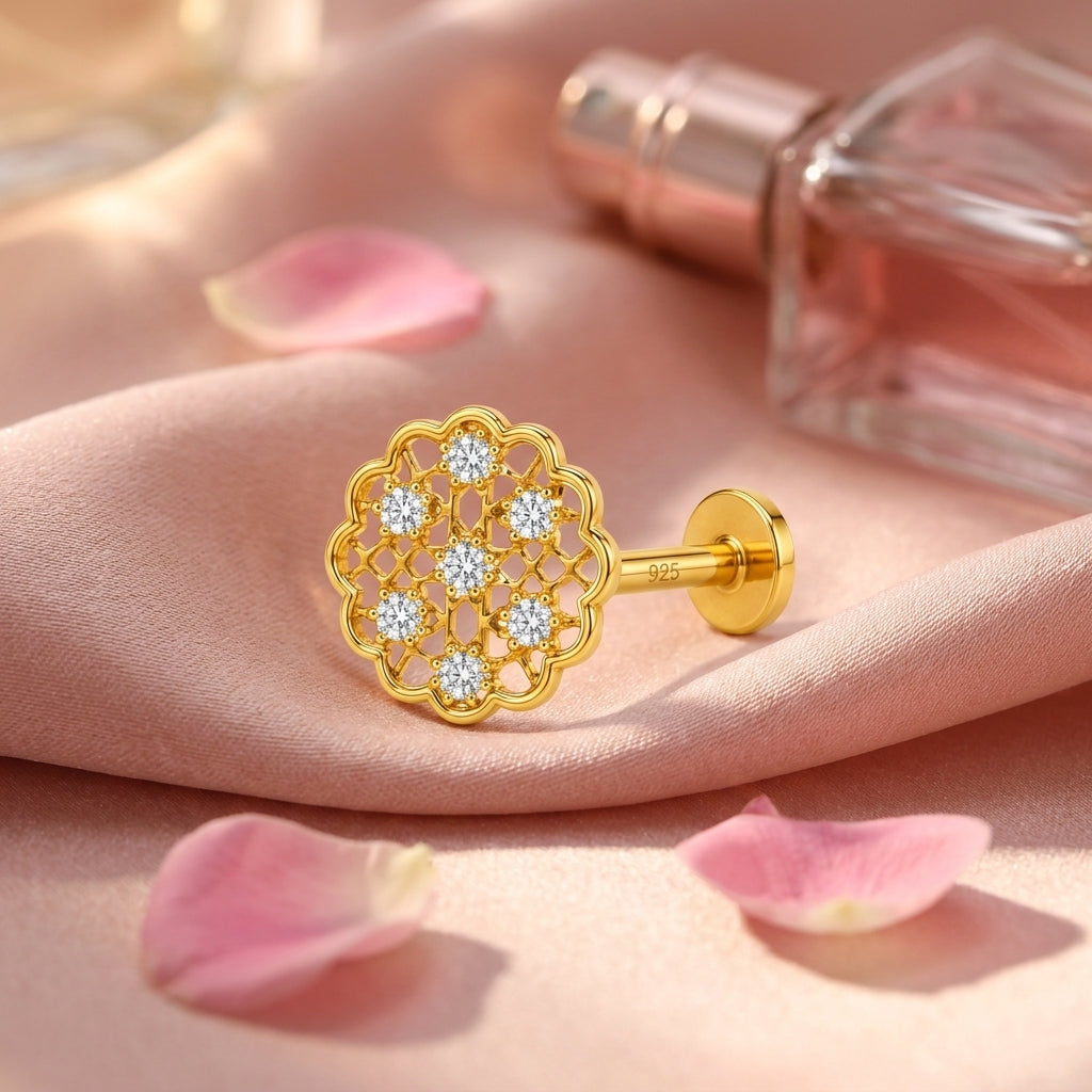 Jali Lattice Nose Ring - alternate angle