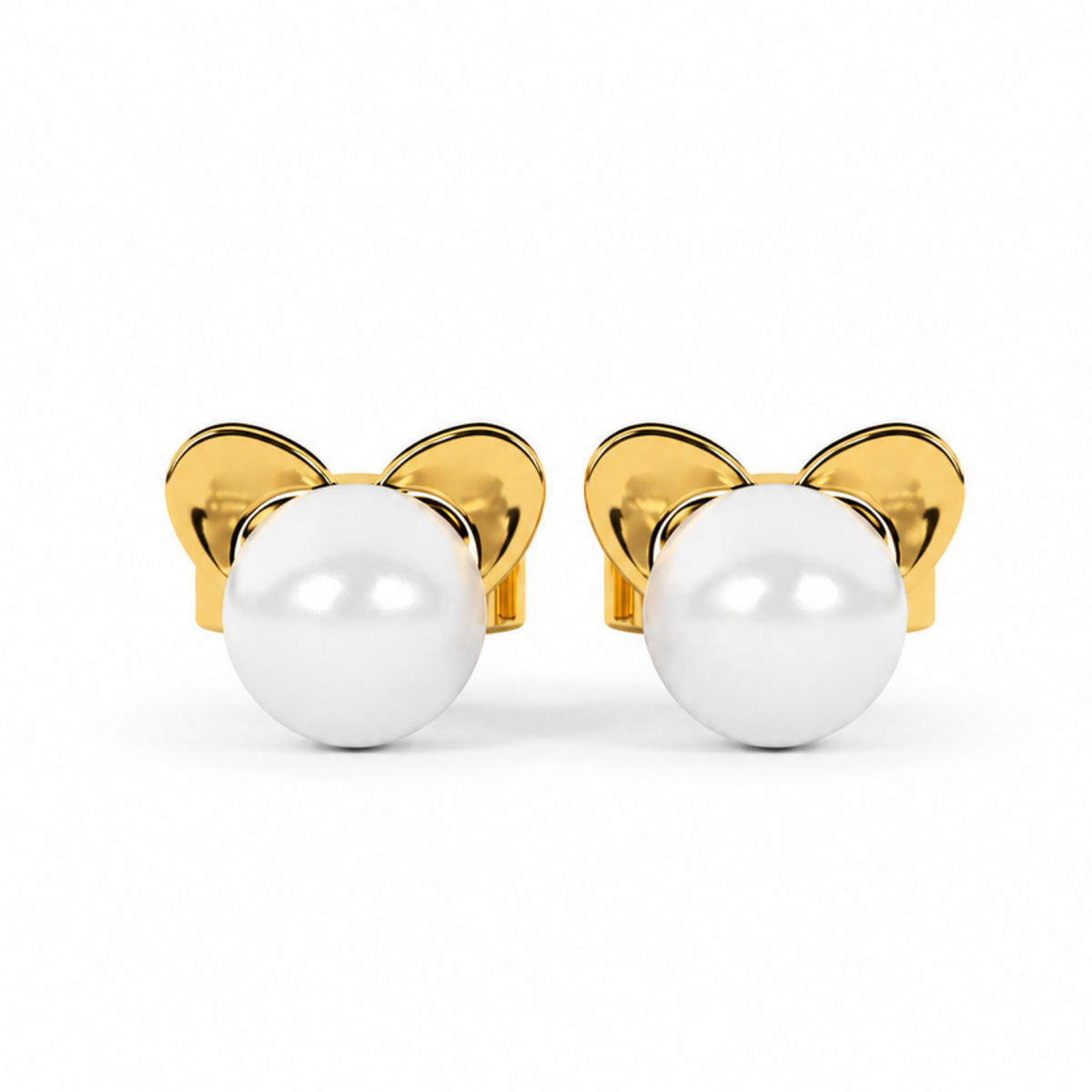 Bow Pearl Stud Earrings - 925 sterling silver earrings for women