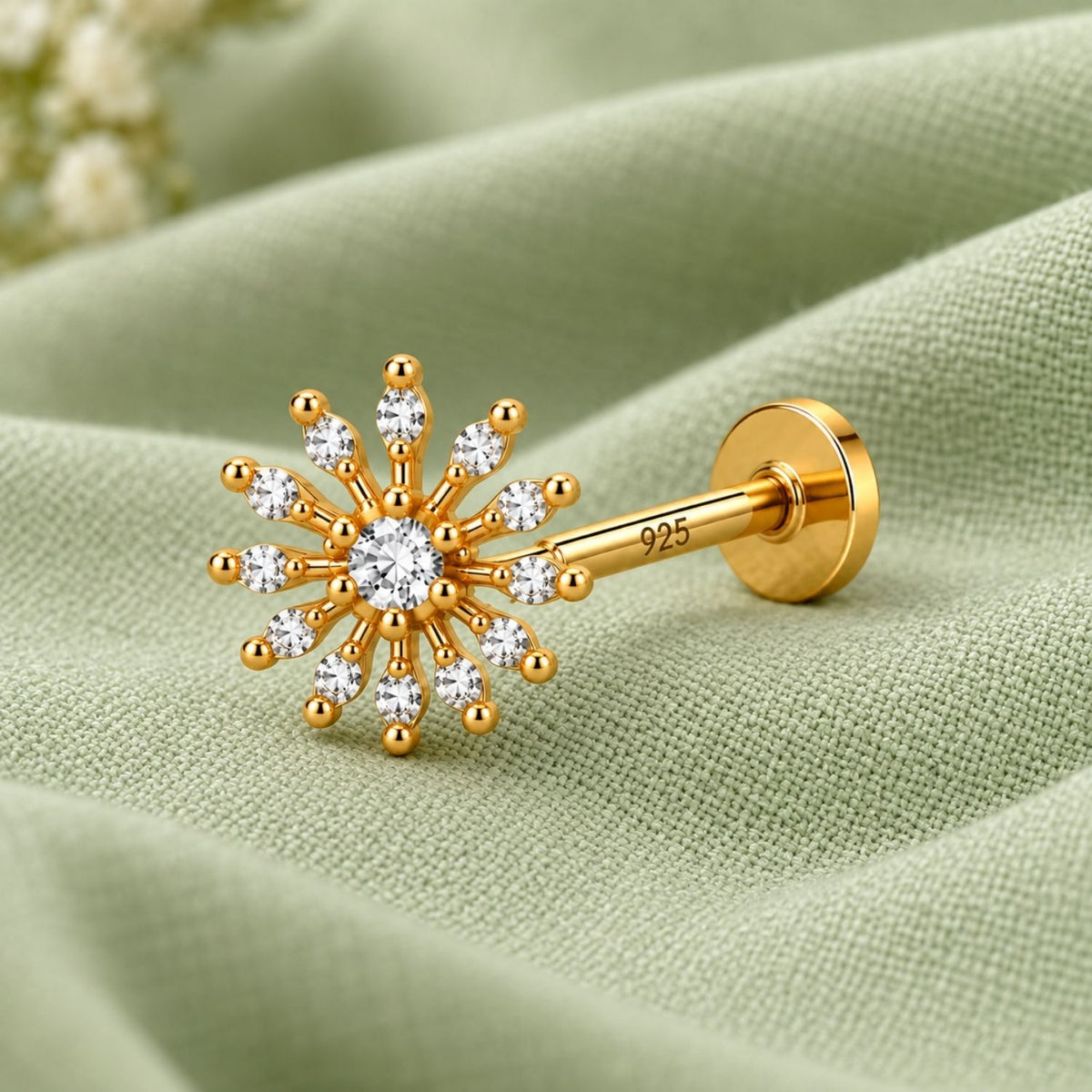Starburst Nose Pin - 925 Sterling Silver
