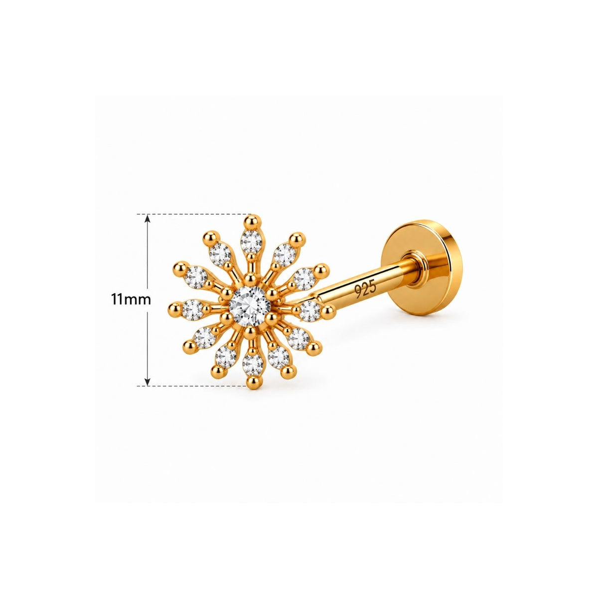 Starburst Nose Pin - 925 Sterling Silver