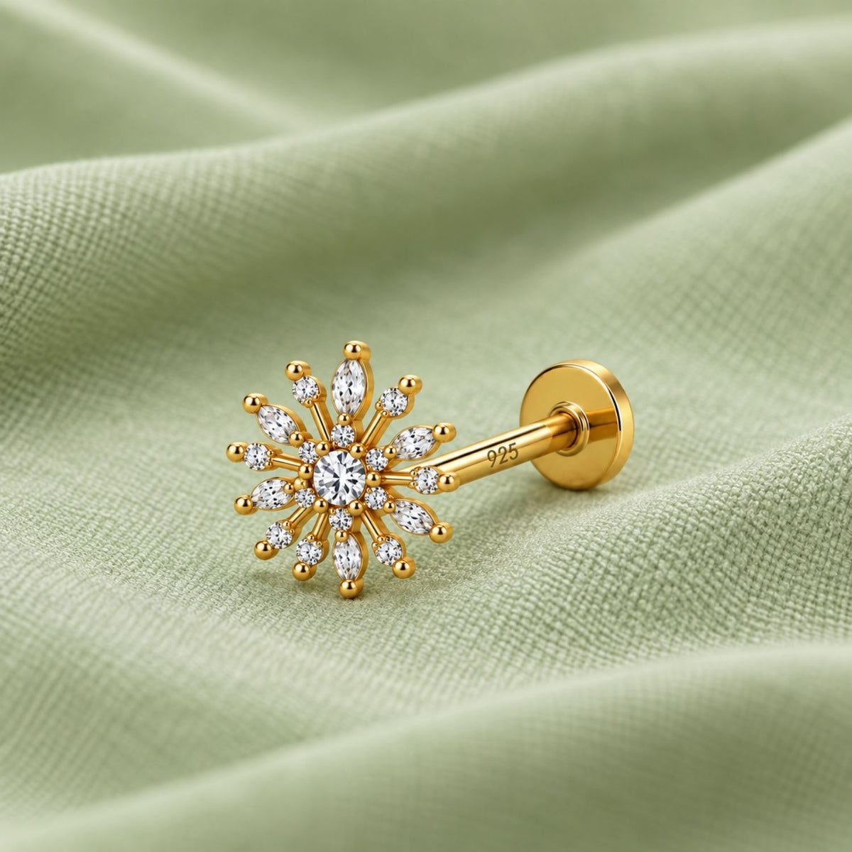 Marquise Flower Nose Pin - 925 Sterling Silver