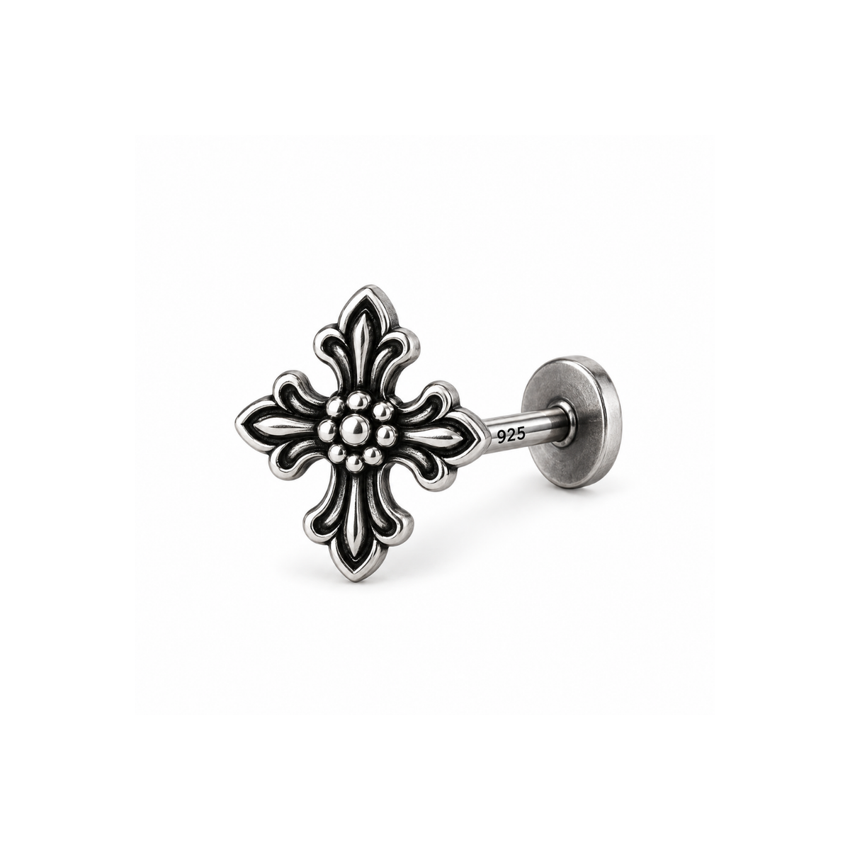 Oxidized Cross Nose Pin for Women - 925 Sterling Silver