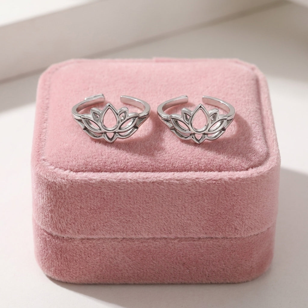 Lotus Cutout Sterling Silver Toe Rings
