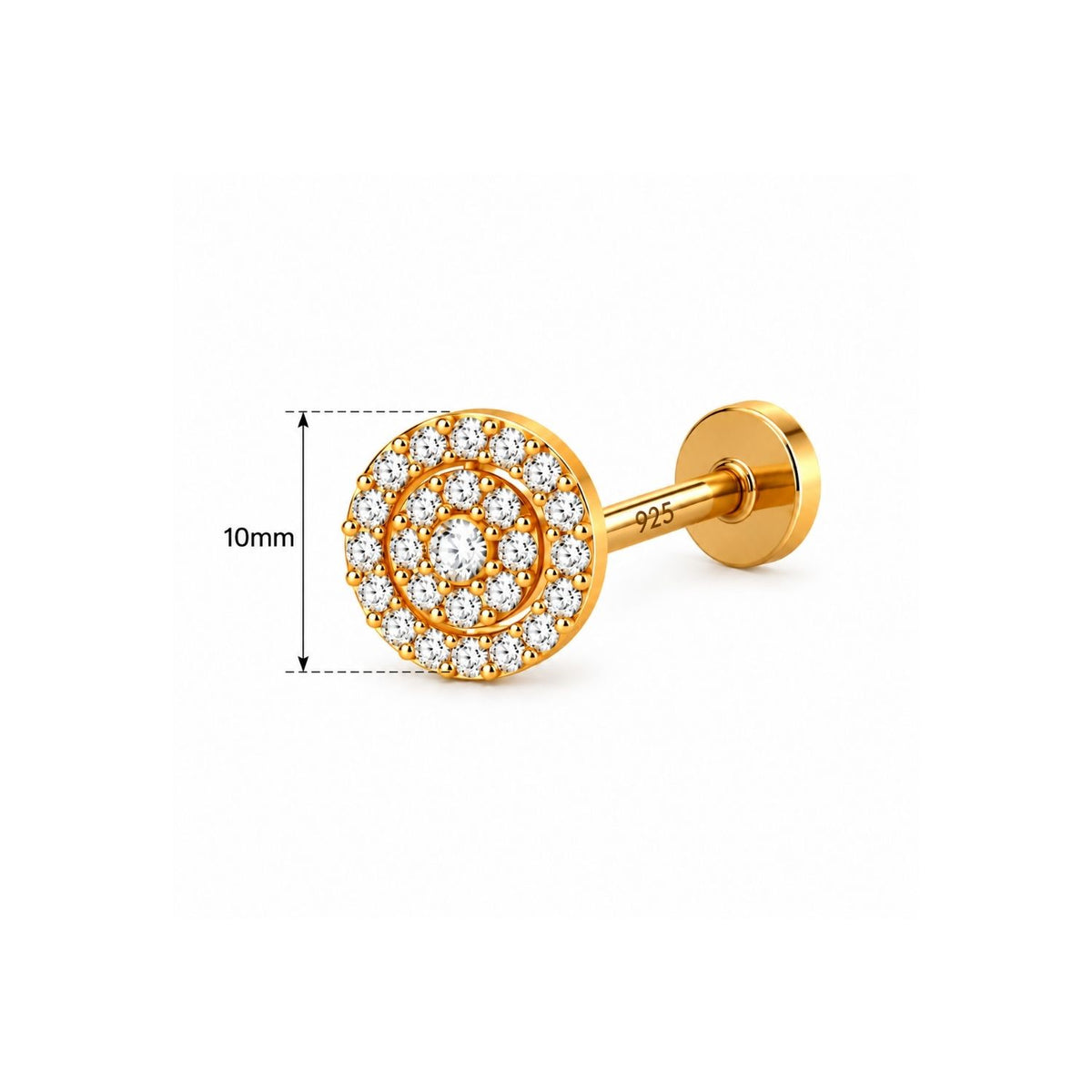 Round Halo Nose Pin - 925 Sterling Silver
