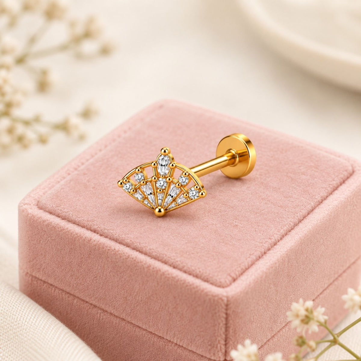 Fan Nose Pin - 925 Sterling Silver