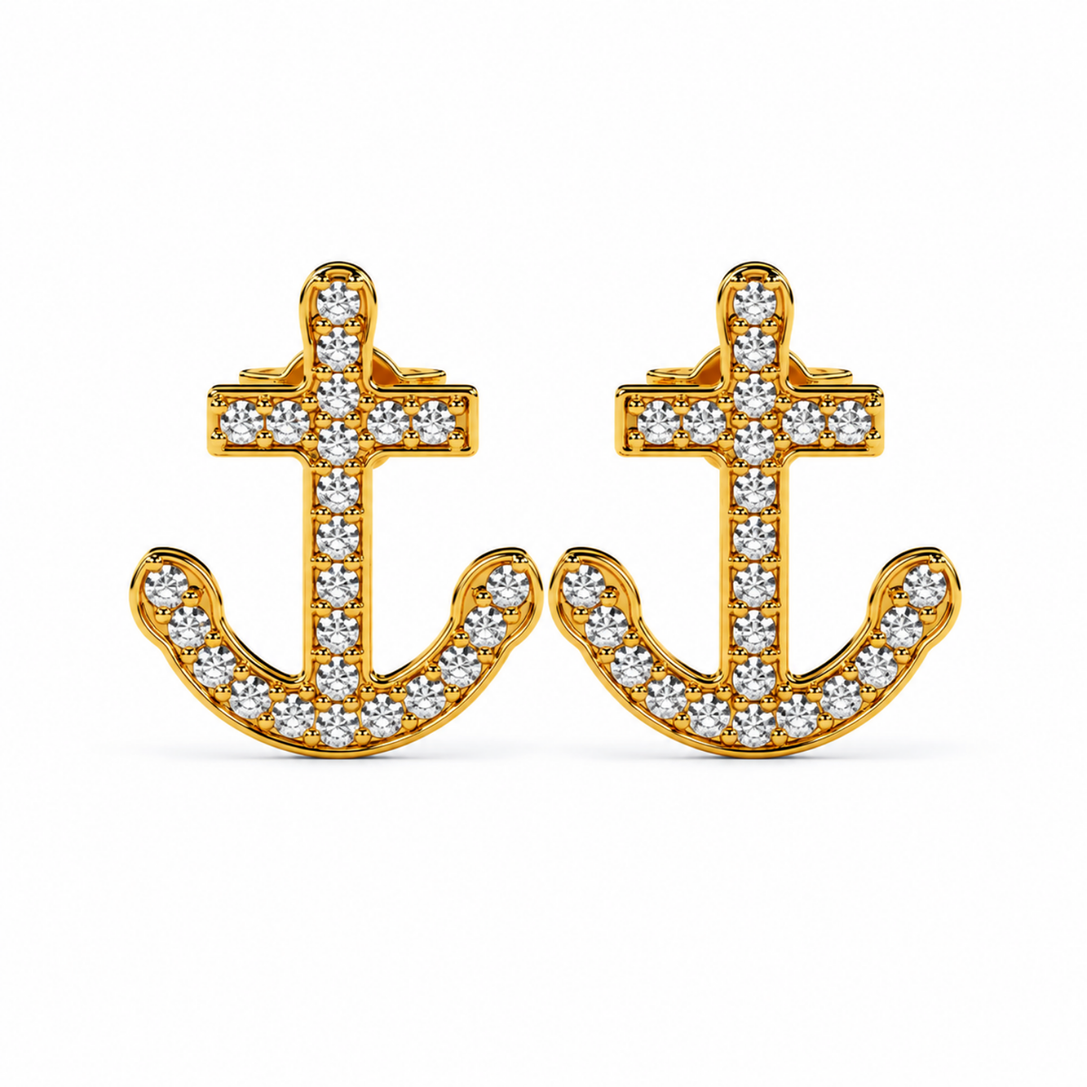 Pavé White Cz Anchor Stud Earrings - 925 sterling silver earrings for women